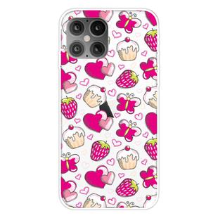 For iPhone 12 mini Shockproof Painted Transparent TPU Protective Case(Strawberry Cake)