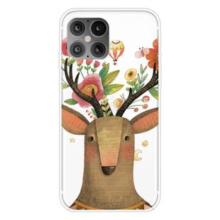 For iPhone 12 mini Shockproof Painted Transparent TPU Protective Case(Flower Deer)