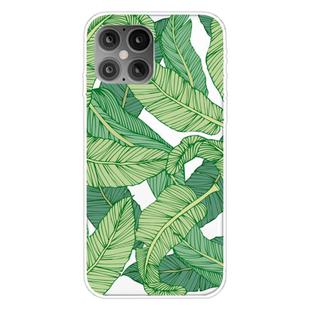 For iPhone 12 Pro Max Shockproof Painted Transparent TPU Protective Case(Banana Leaf)