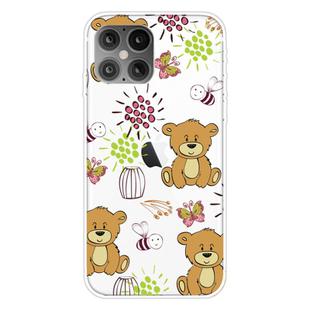 For iPhone 12 Pro Max Shockproof Painted Transparent TPU Protective Case(Little Brown Bear)