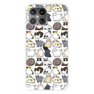 For iPhone 12 / 12 Pro Shockproof Painted Transparent TPU Protective Case(Mini Cats)