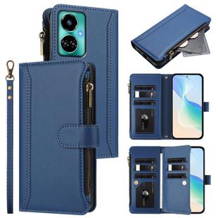 For Tecno Camon 19 / 19 Pro 5G Magnetic Closure 9 Card Slots Zipper Leather Case with Hand Strap(Dark Blue)