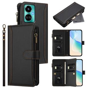 For Tecno Camon 19 / 19 Pro 5G Magnetic Closure 9 Card Slots Zipper Leather Case with Hand Strap(Black)