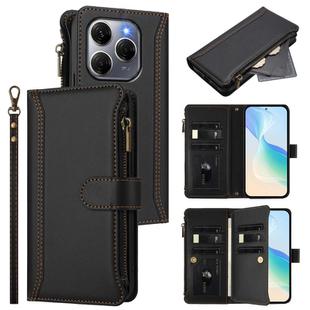 For Tecno Spark 20 Pro 5G Magnetic Closure 9 Card Slots Zipper Leather Case with Hand Strap(Black)