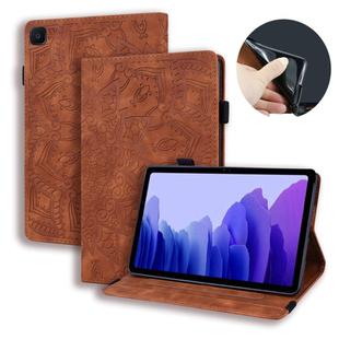 For Samsung Galaxy Tab A7 10.4 (2020) Calf Texture Embossed Horizontal Flip Leather Case with Holder & Card Slots & Photo Frame(Brown)