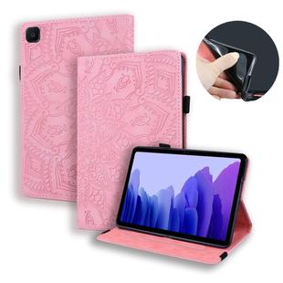 For Samsung Galaxy Tab A7 10.4 (2020) Calf Texture Embossed Horizontal Flip Leather Case with Holder & Card Slots & Photo Frame(Pink)