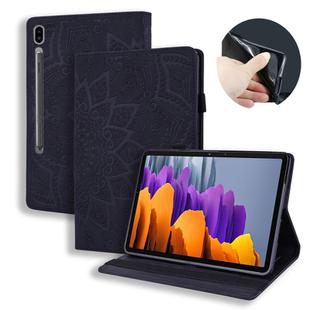 For Samsung Galaxy Tab S8 / Galaxy Tab S7 Calf Texture Embossed Horizontal Flip Leather Case with Holder & Card Slots & Photo Frame(Black)