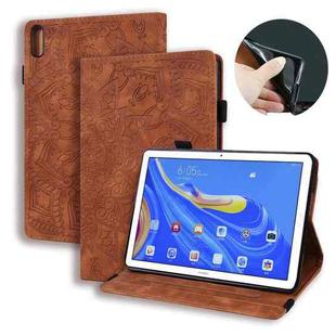 For Huawei MatePad 10.8 Calf Texture Embossed Horizontal Flip Leather Case with Holder & Card Slots & Photo Frame(Brown)