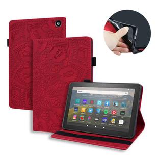 For Amazon Fire HD 8 (2020) Calf Texture Embossed Horizontal Flip Leather Case with Holder & Card Slots & Photo Frame(Red)