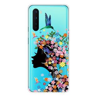 For OnePlus Nord Shockproof Painted Transparent TPU Protective Case(Flower Girl)