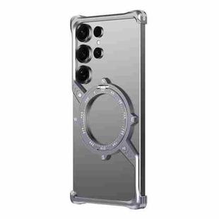 For Samsung Galaxy S23 Ultra 5G S Shaped 360 Holder Airbag Frameless MagSafe Metal Phone Case(Space Gray)