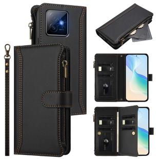 For Honor X60 GT 5G Magnetic Closure 9 Card Slots Zipper Leather Case with Hand Strap(Black)