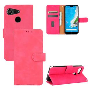 For Kyocera Android One S6 Solid Color Skin Feel Magnetic Buckle Horizontal Flip Calf Texture PU Leather Case with Holder & Card Slots & Wallet(Rose Red)