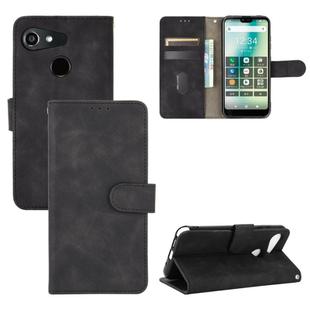 For Kyocera Gratina KYV48 Solid Color Skin Feel Magnetic Buckle Horizontal Flip Calf Texture PU Leather Case with Holder & Card Slots & Wallet(Black)