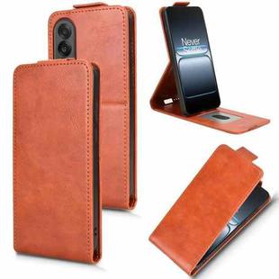 For OnePlus Ace 5 Ultra Magnetic Vertical Flip Leather Phone Case with Buckle(Brown)