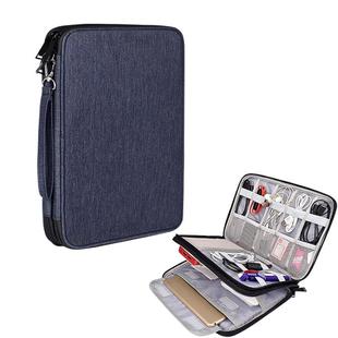SM01 Multi-function Waterproof Double Layer Data Cable Earphone U Disk Digital Accessories Storage Bag, Size: L(Navy Blue)