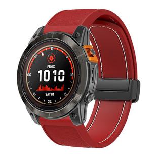 For Garmin 22mm Folding Magnetic Buckle Quick Release Silicone Watch Band(Red White)