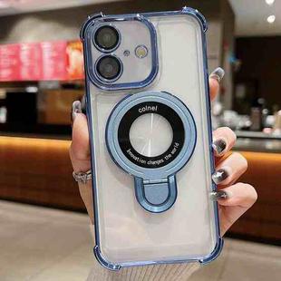 For iPhone 16 Space Shield MagSafe Holder Shockproof Phone Case(Sierra Blue)
