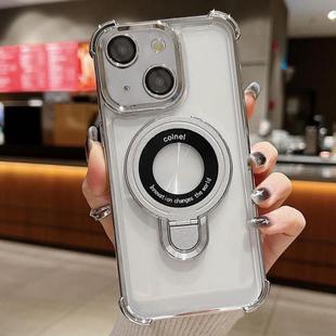 For iPhone 14 Space Shield MagSafe Holder Shockproof Phone Case(Silver)
