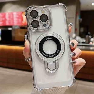 For iPhone 13 Pro Space Shield MagSafe Holder Shockproof Phone Case(Silver)