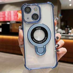 For iPhone 13 Space Shield MagSafe Holder Shockproof Phone Case(Sierra Blue)