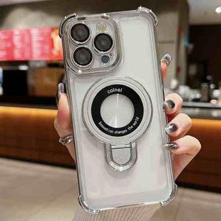 For iPhone 12 Pro Space Shield MagSafe Holder Shockproof Phone Case(Silver)