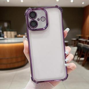 For iPhone 16 Plus Electroplating Space TPU Four-corner Shockproof Phone Case with Lens Film(Purple)