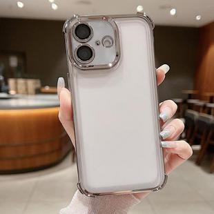 For iPhone 16 Electroplating Space TPU Four-corner Shockproof Phone Case with Lens Film(Titanium Gold)