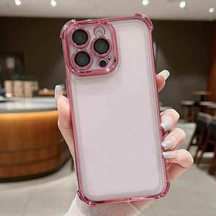 For iPhone 15 Pro Max Electroplating Space TPU Four-corner Shockproof Phone Case with Lens Film(Pink)