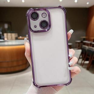 For iPhone 15 Plus Electroplating Space TPU Four-corner Shockproof Phone Case with Lens Film(Purple)