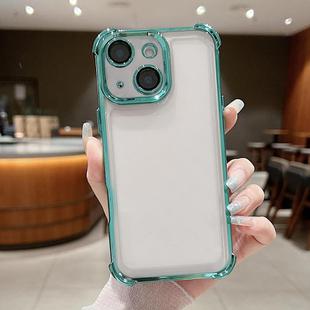 For iPhone 15 Electroplating Space TPU Four-corner Shockproof Phone Case with Lens Film(Green)