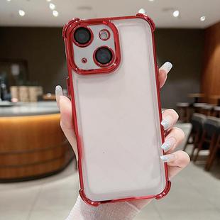 For iPhone 15 Electroplating Space TPU Four-corner Shockproof Phone Case with Lens Film(Red)