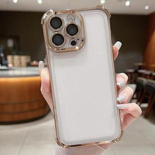 For iPhone 13 Pro Max Electroplating Space TPU Four-corner Shockproof Phone Case with Lens Film(Gold)