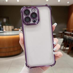For iPhone 13 Pro Max Electroplating Space TPU Four-corner Shockproof Phone Case with Lens Film(Purple)