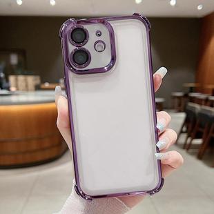 For iPhone 12 Electroplating Space TPU Four-corner Shockproof Phone Case with Lens Film(Purple)