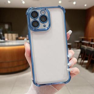 For iPhone 11 Pro Electroplating Space TPU Four-corner Shockproof Phone Case with Lens Film(Blue)