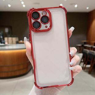 For iPhone 11 Pro Electroplating Space TPU Four-corner Shockproof Phone Case with Lens Film(Red)