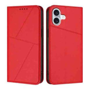 For iPhone 16 Plus Strong Magnetic Frosted Flip Leather Phone Case(Red)
