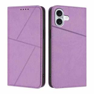For iPhone 16 Plus Strong Magnetic Frosted Flip Leather Phone Case(Light Purple)