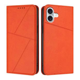 For iPhone 16 Plus Strong Magnetic Frosted Flip Leather Phone Case(Orange)