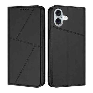 For iPhone 16 Plus Strong Magnetic Frosted Flip Leather Phone Case(Black)