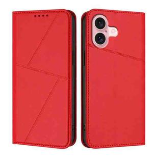 For iPhone 16 Strong Magnetic Frosted Flip Leather Phone Case(Red)