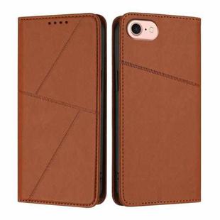 For iPhone 16e Strong Magnetic Frosted Flip Leather Phone Case(Coffee Color)