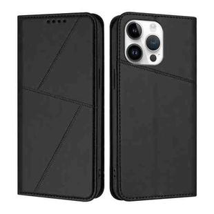 For iPhone 15 Pro Max Strong Magnetic Frosted Flip Leather Phone Case(Black)