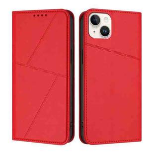 For iPhone 15 Plus Strong Magnetic Frosted Flip Leather Phone Case(Red)
