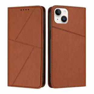 For iPhone 15 Plus Strong Magnetic Frosted Flip Leather Phone Case(Coffee Color)