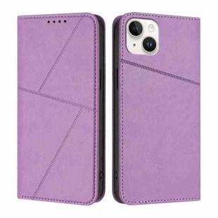 For iPhone 15 Plus Strong Magnetic Frosted Flip Leather Phone Case(Light Purple)