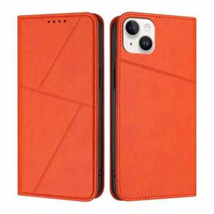 For iPhone 15 Plus Strong Magnetic Frosted Flip Leather Phone Case(Orange)