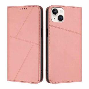 For iPhone 15 Plus Strong Magnetic Frosted Flip Leather Phone Case(Pink)