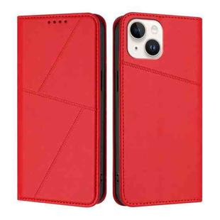 For iPhone 15 Strong Magnetic Frosted Flip Leather Phone Case(Red)